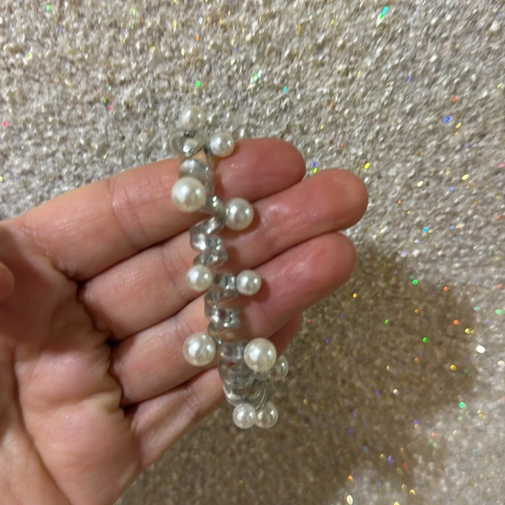 Elegant Silver and Pearl Cluster Hair Ties
